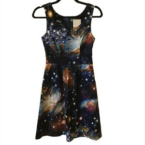 Modcloth Heart and Solar System Star Galaxy Nebula Dress XS